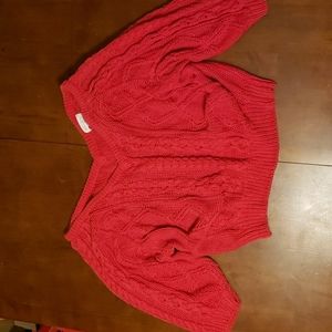 Red Off The Shoulder Vintage Sweater